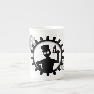 Tasse En Porcelaine Homme Steampunk Tenant Un Arme À Feu Dans L'Équipe