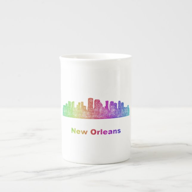 Tasse En Porcelaine Horizon de la Nouvelle-Orléans d'arc-en-ciel (Devant)