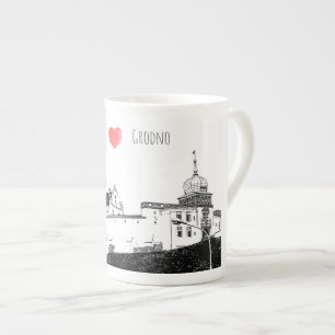 Tasse En Porcelaine I Love Grodno Belarus Architecture Sketch Castle