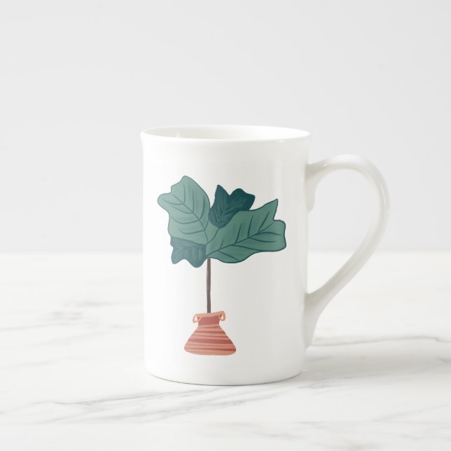 Tasse En Porcelaine Illustration Plante Fiddle Tree Maison de verdure (Droite)