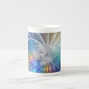Tasse En Porcelaine Imaginaire Floral, Fleur Fractale Abstraite coloré