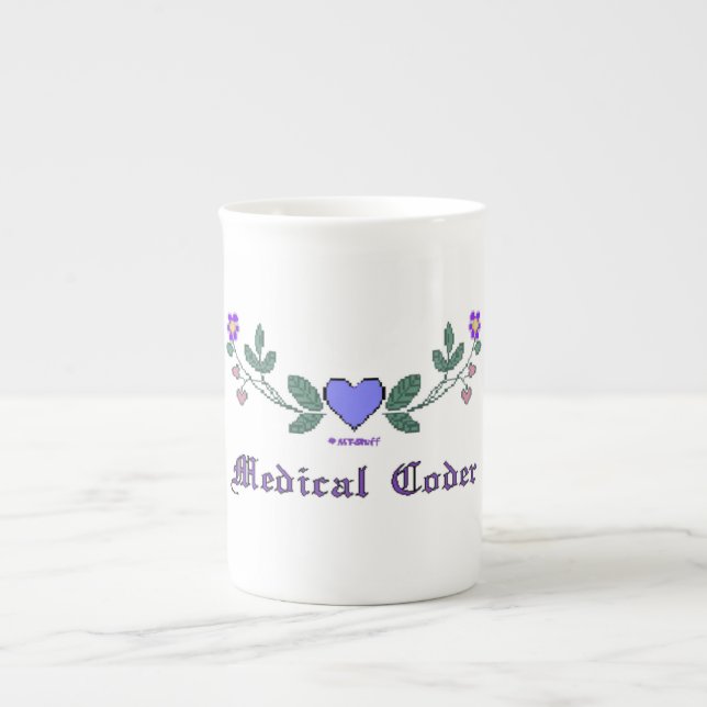 Tasse En Porcelaine Impression Médicale Codeur bleu CS (Devant)