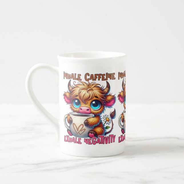 Tasse En Porcelaine Inhale Caffeine Exhale Negativity  (Gauche)
