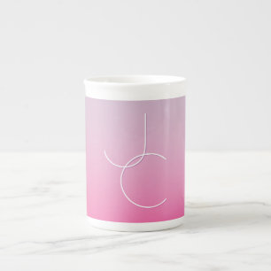 Tasse En Porcelaine Initiales de chevauchement modernes 2 Ombre rose