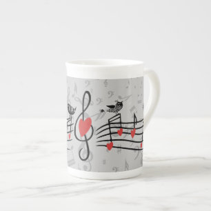 Tasse En Porcelaine Inséparables de musique sur les notes musicales