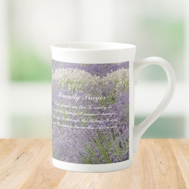 Tasse En Porcelaine Inspirational Serenity Prayer Lavender Garden (In Situ)