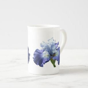 Tasse En Porcelaine Iris bleu profond et blanc
