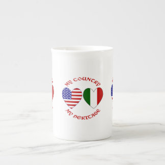 Tasse En Porcelaine Italie Drapeau USA Cœurs Patrimoine Pays