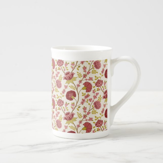 Tasse En Porcelaine Jacobean Floral Pattern Rouge Rose Gold Crème (Droite)