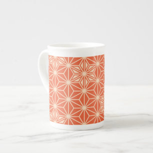 Tasse En Porcelaine Japonais Asanoha motif - corail orange