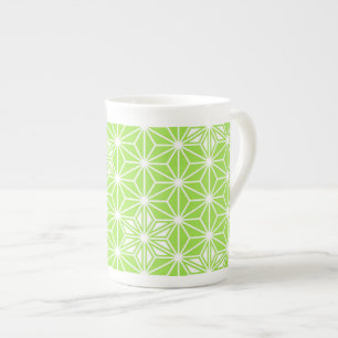 Tasse En Porcelaine Japonais Asanoha motif - vert citron clair