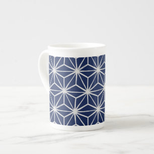 Tasse En Porcelaine japonais wagara asanoha géométrique bleu blanc