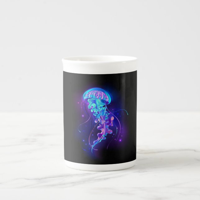 Tasse En Porcelaine Jellyfish éclatante couleur (Devant)