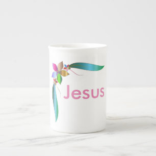 TASSE EN PORCELAINE JÉSUS FLOWER RIBBON