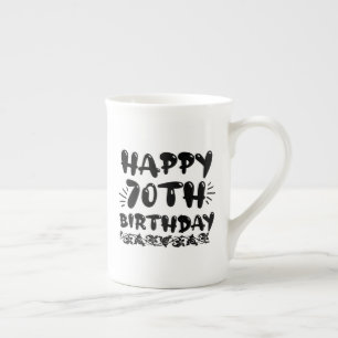 Tasse En Porcelaine Joli 70e anniversaire décoratif heureux, soixante-