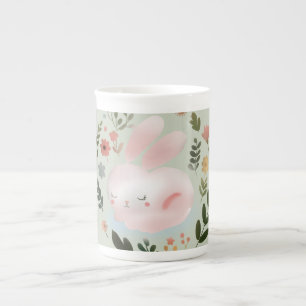 Tasse En Porcelaine Joli Art de nurserie de couronne florale de lapin