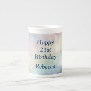 Tasse En Porcelaine Joli Pastel 21e Anniversaire design