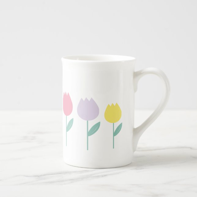 Tasse En Porcelaine Jolie Tulipes de printemps Pastel Floral (Droite)