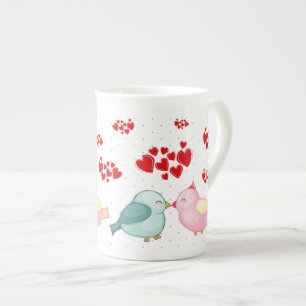 Tasse En Porcelaine Jour des Valentines, Inséparable du coeur mignon