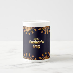 Tasse En Porcelaine Joyeuse Fête des Pères Texte en 3D Bold Gold