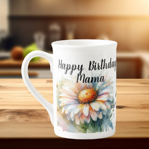 Tasse En Porcelaine Joyeux Anniversaire Maman Fleur Personnaliser