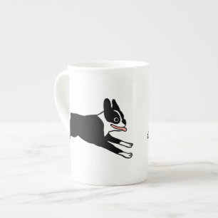 Tasse En Porcelaine Joyeux Boston Terrier Running   Joli chien de dess