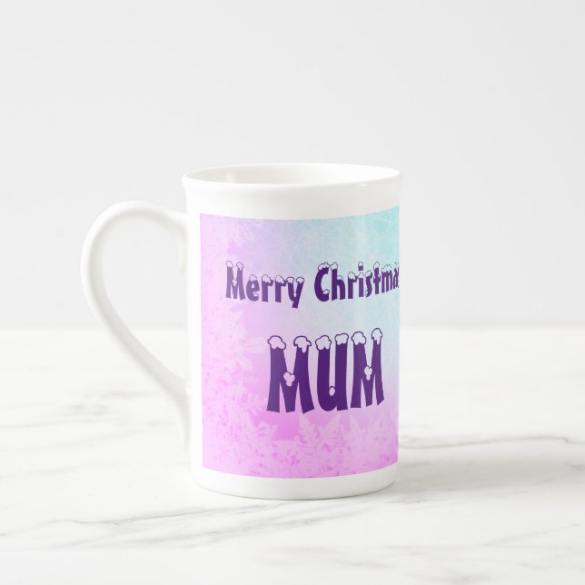 Tasse En Porcelaine Joyeux cadeau de maman Noël (Gauche)