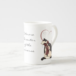 Tasse En Porcelaine Kitty Chat avec les coeurs photo os Chine