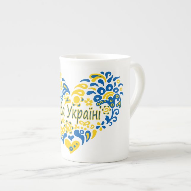 Tasse En Porcelaine La gloire de l'Ukraine Slava grand coeur  (Devant droit)