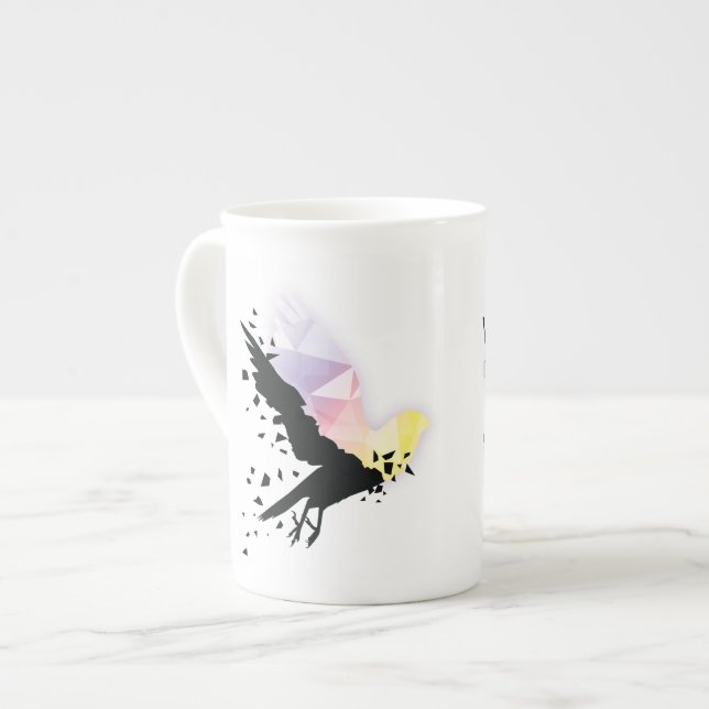 Tasse En Porcelaine "Là où s'achève l'obscurité, l'espoir commence." (Devant gauche)