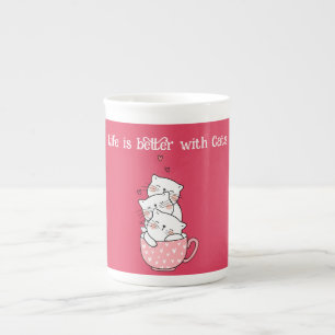 Tasse En Porcelaine La vie est meilleure avec les chats, la boue de sp