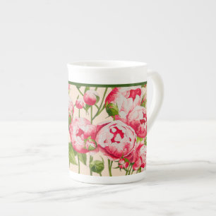 Tasse En Porcelaine L'abondance de Rosy sur une boule de Chine osseuse
