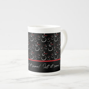 Tasse En Porcelaine Laissez tomber la neige Motif de famille de bonhom