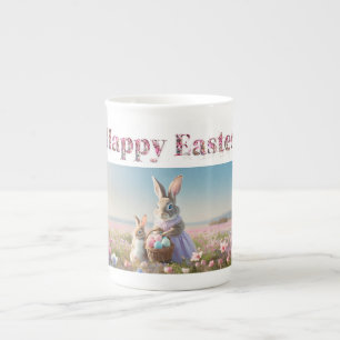 Tasse En Porcelaine Lapin de Pâques avec oeufs de Pâques Joyeux Pâques