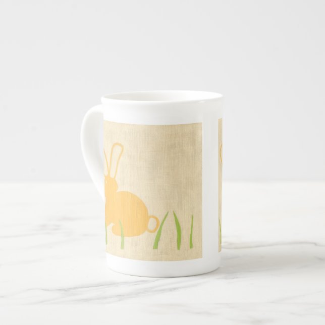 Tasse En Porcelaine Lapin jaune et herbe verte par Chariklia Zarris (Devant gauche)