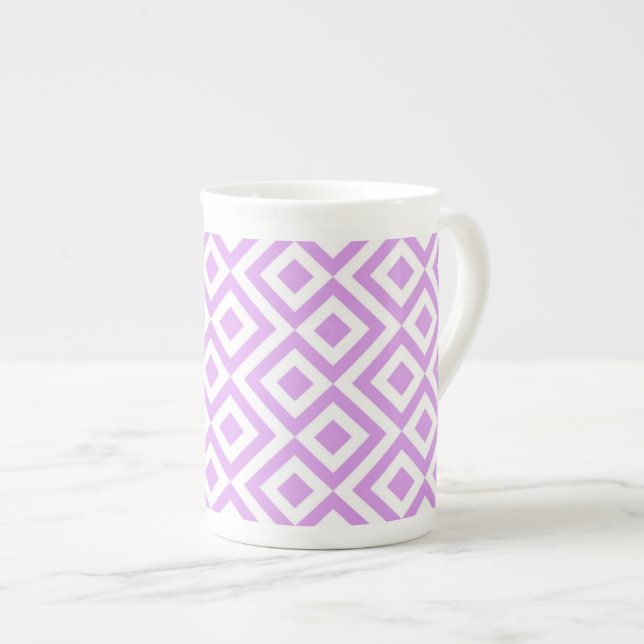 Tasse En Porcelaine Lavande et méandre blanc (Devant droit)