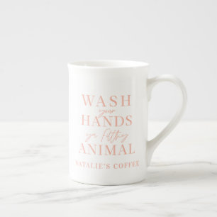 Tasse En Porcelaine Lavez-vous les mains, saleté animal drôle