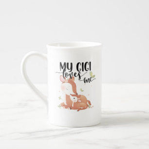 Tasse En Porcelaine Le cerf de bois Doe et le bébé Fawn Mon Gigi m'aim