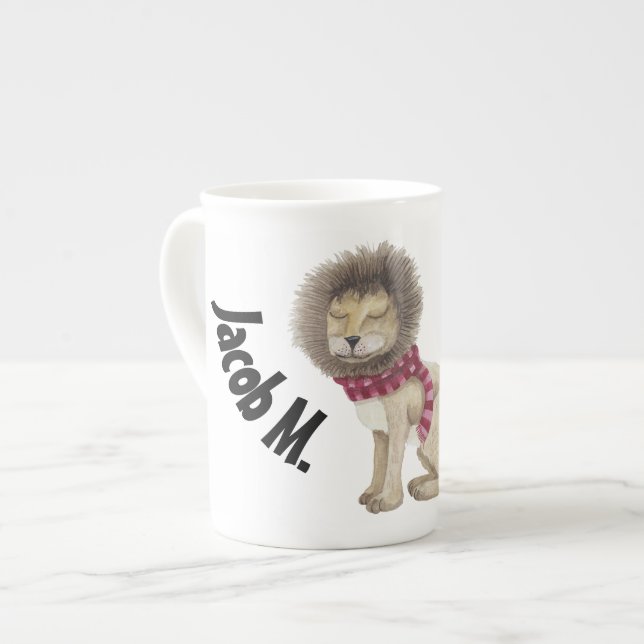Tasse En Porcelaine Le lion timide personnalisé (Devant gauche)