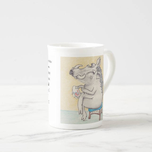 Tasse En Porcelaine Le phacochère de dessin sur le cerceau de broderie (Devant droit)