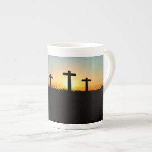 Tasse En Porcelaine Les croix de crucifixion au coucher du soleil