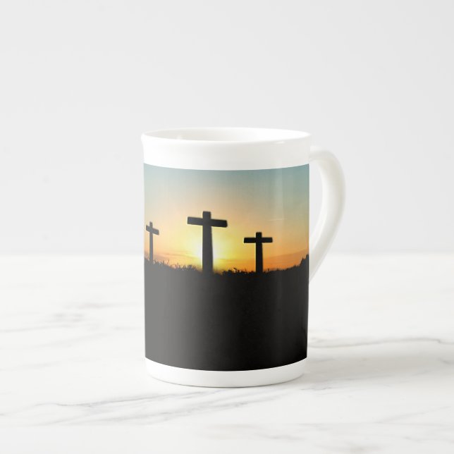 Tasse En Porcelaine Les croix de crucifixion au coucher du soleil (Devant droit)