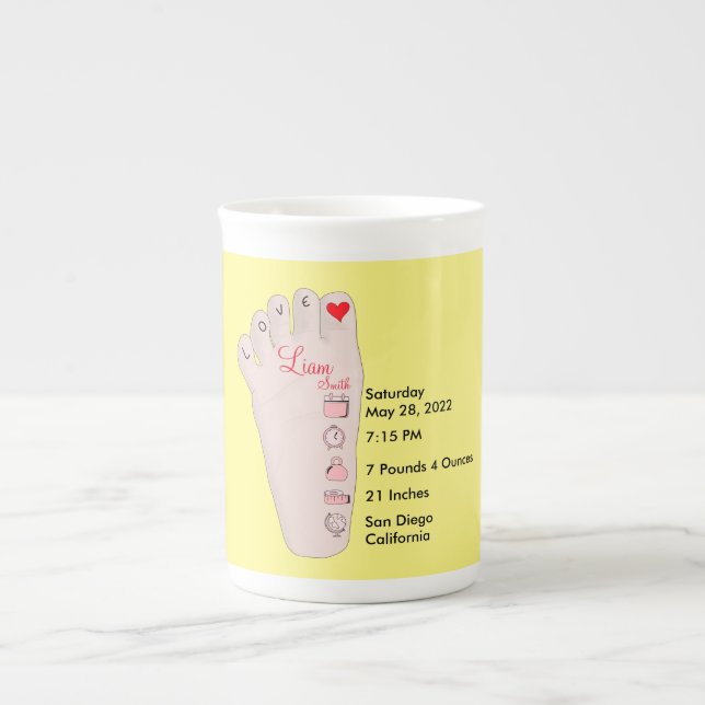 Tasse En Porcelaine Les détails de Birth Stats (Devant)