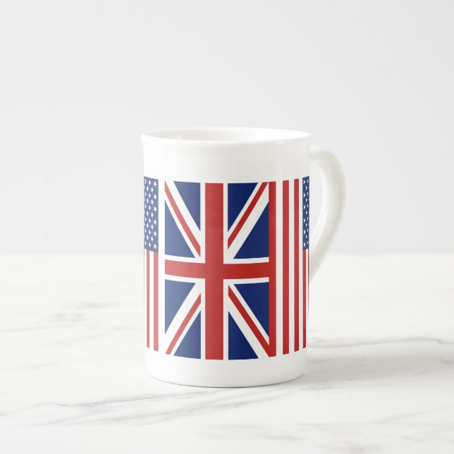 Tasse En Porcelaine Les Etats-Unis et drapeaux BRITANNIQUES (Devant droit)