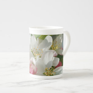 Tasse En Porcelaine Les fleurs de pomme rose et blanc
