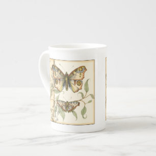 Tasse En Porcelaine Les papillons Tandem sur les Feuilles verts