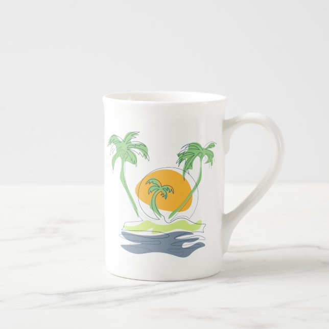 Tasse En Porcelaine Les paysages de plage tropicaux de l'île. Palmier  (Droite)