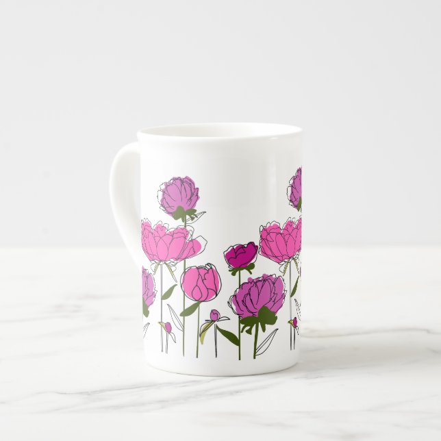 Tasse En Porcelaine Les pivoines font l'os de la Chine (Devant gauche)