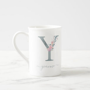 Tasse En Porcelaine LETTRE Florale Aquarelle rose-Ascension monographi