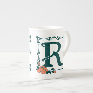 Tasse En Porcelaine Lettre vintage de fantaisie R de nouveau d'art